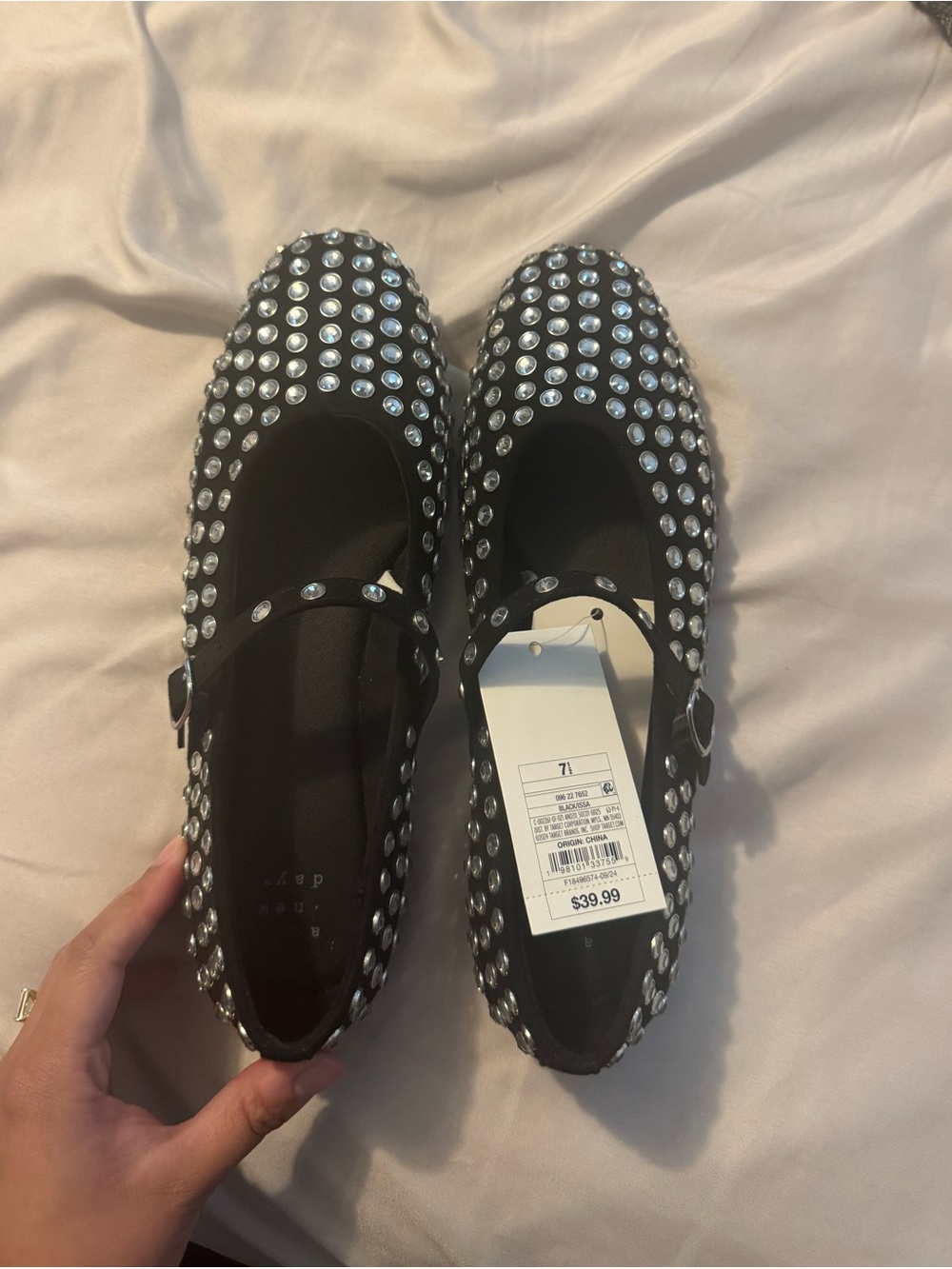 a new day Black rhinestone  Mary Jane Flats